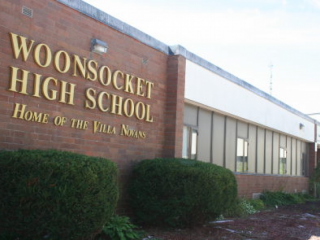 The front of the Woonsocket High School