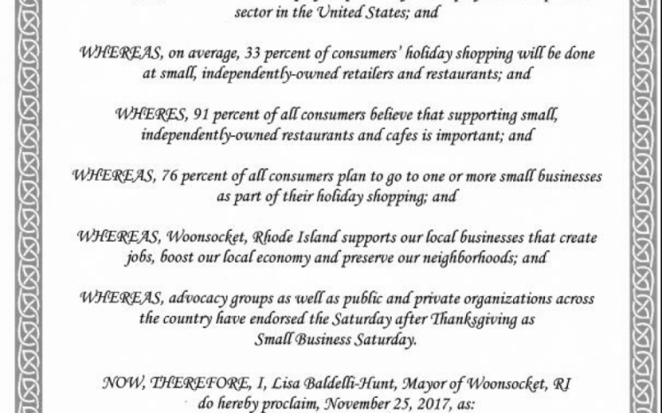 Mayor Supports "Small Business Saturday"